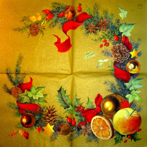 035 Weihnachten Blumen (gold) - Home Fashion